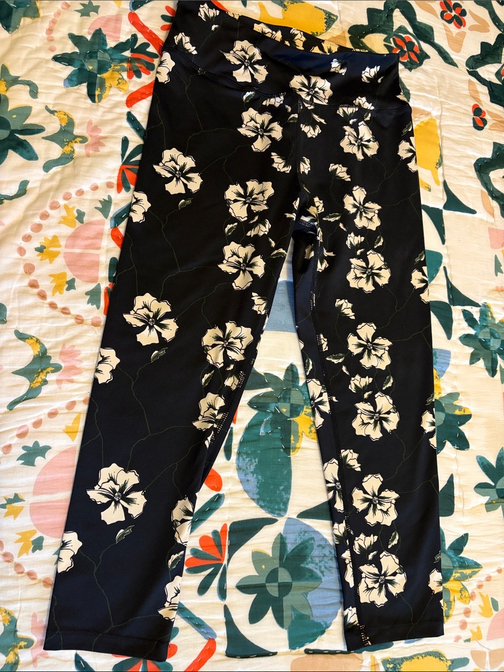 Sam Edelman Black Leggings with White Floral Print